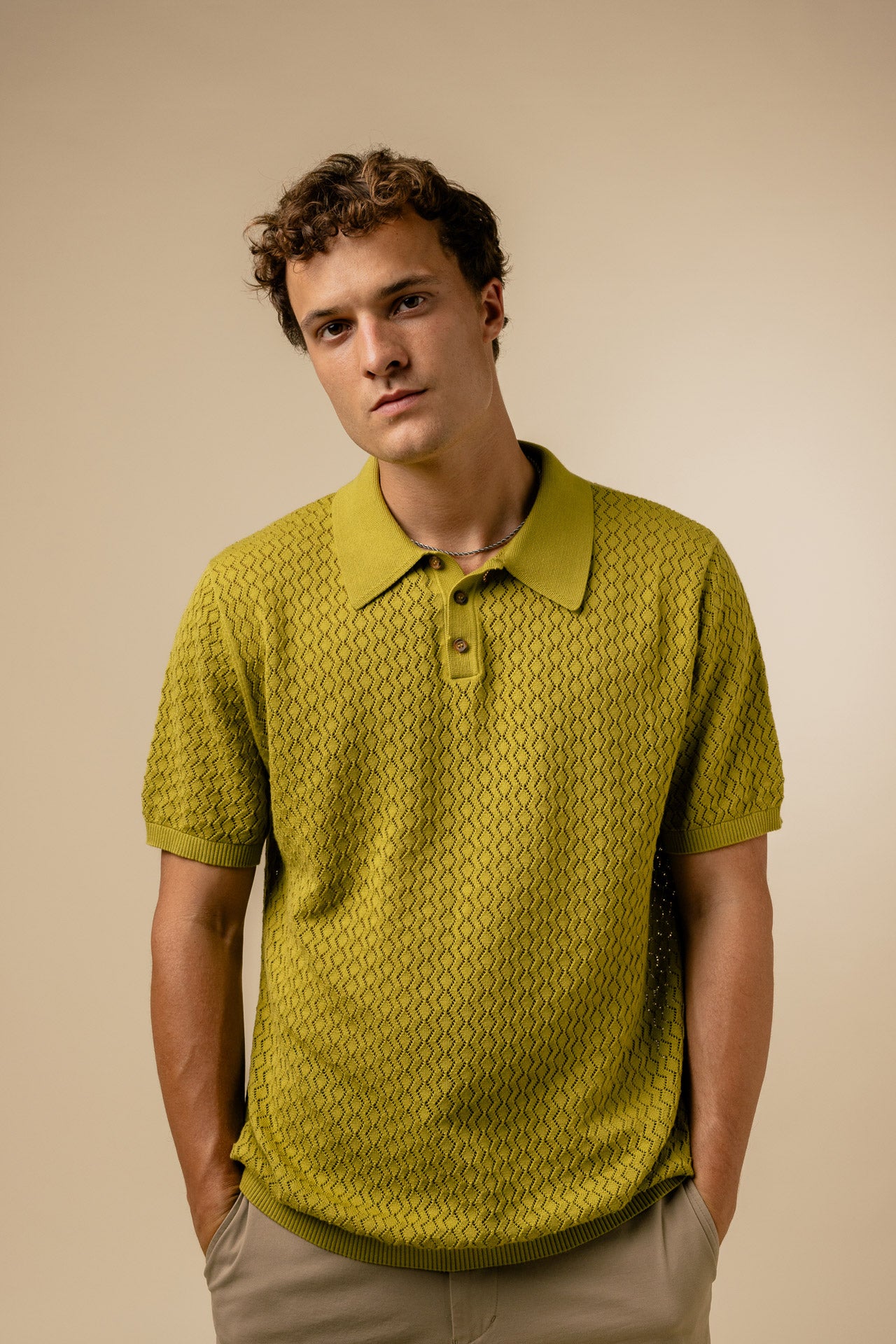Lionel Chartreuse Knitted Polo | Fella Golf