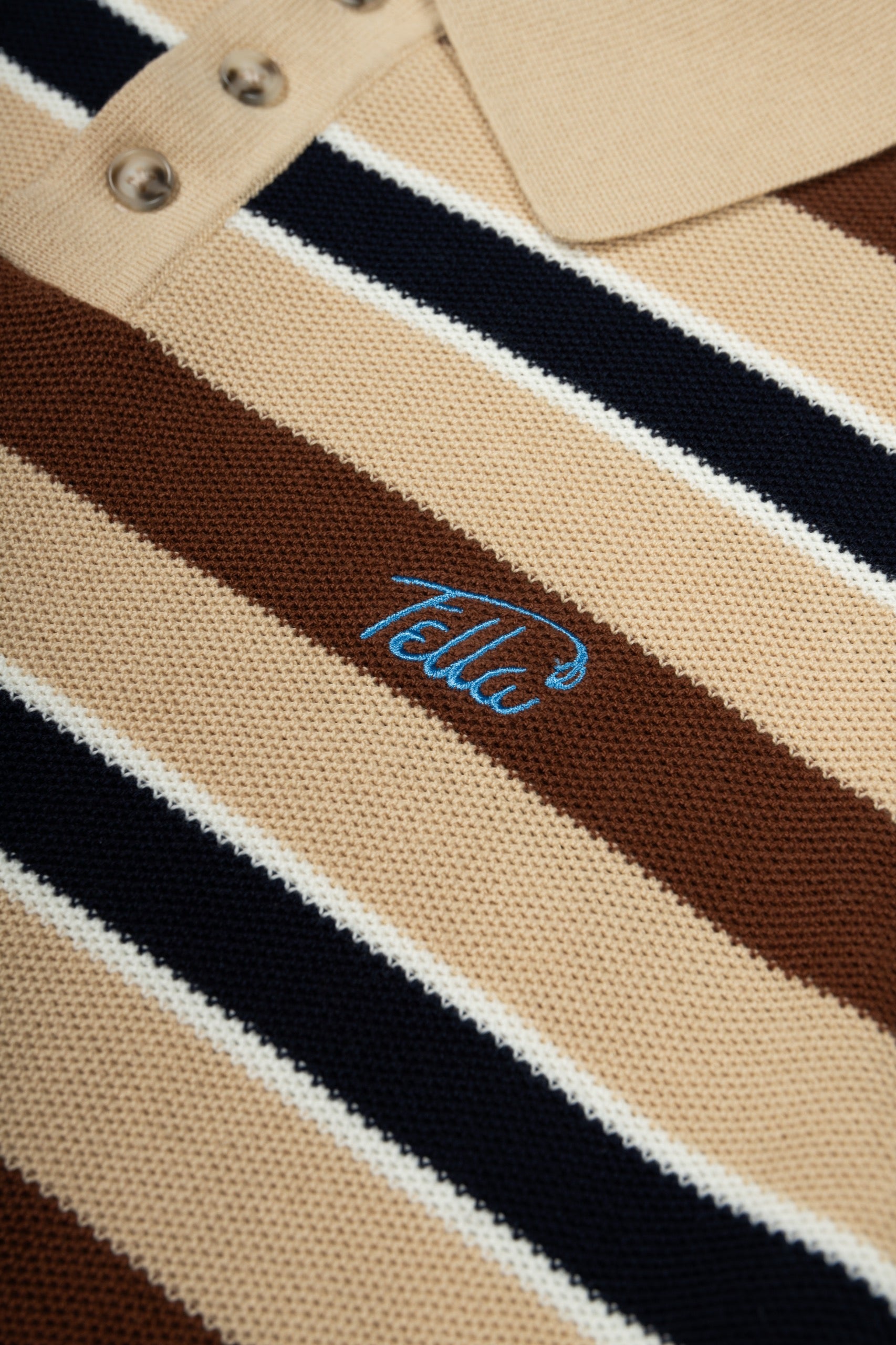 Jake - Toffee Brown Intarsia Knit Polo
