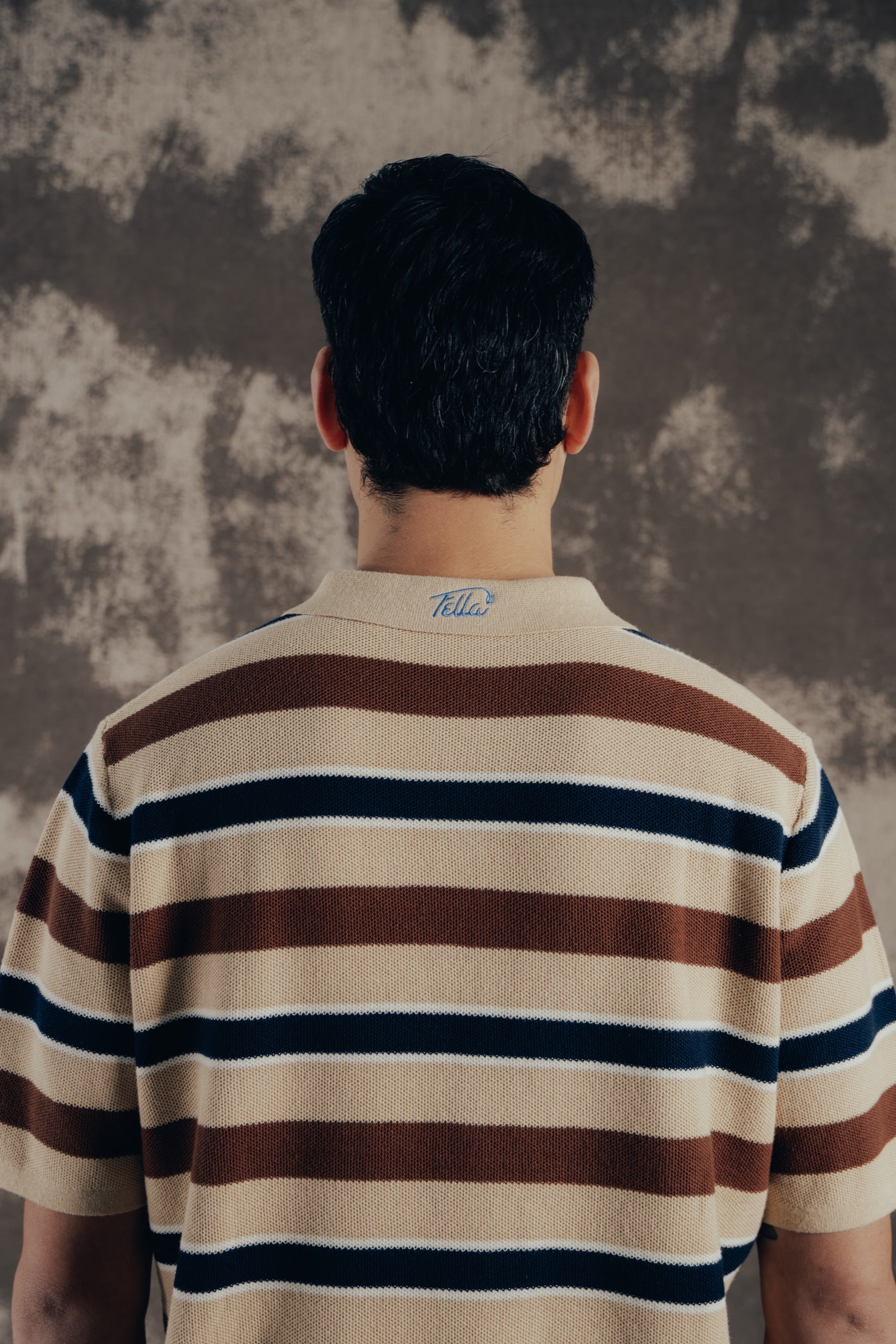 Jake - Toffee Brown Intarsia Knit Polo